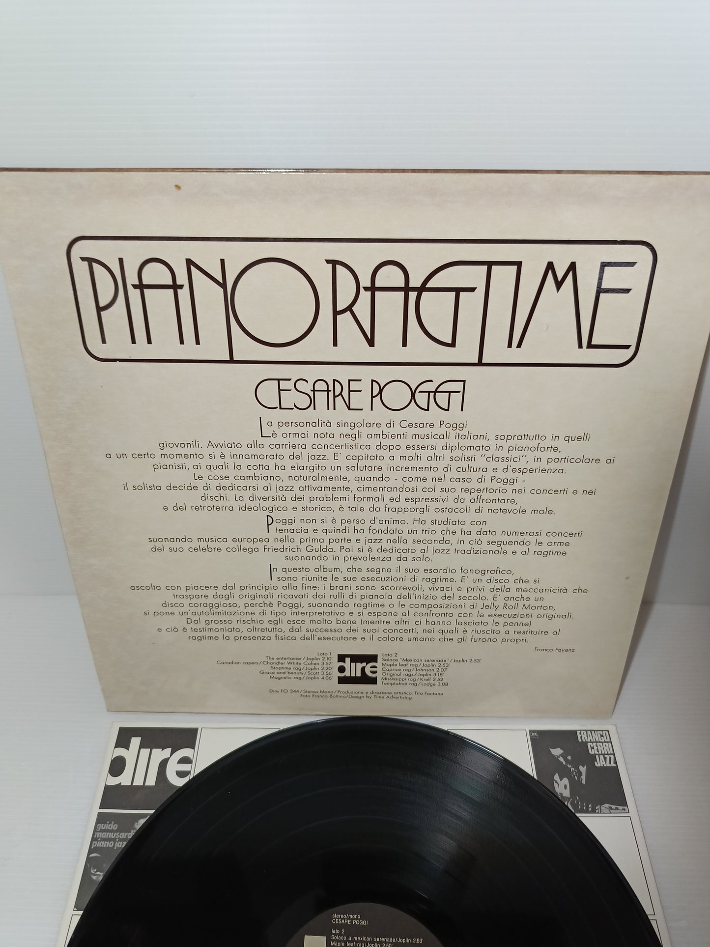 Piano Ragtime Cesare Poggi LP 33 Giri Dire Autografato