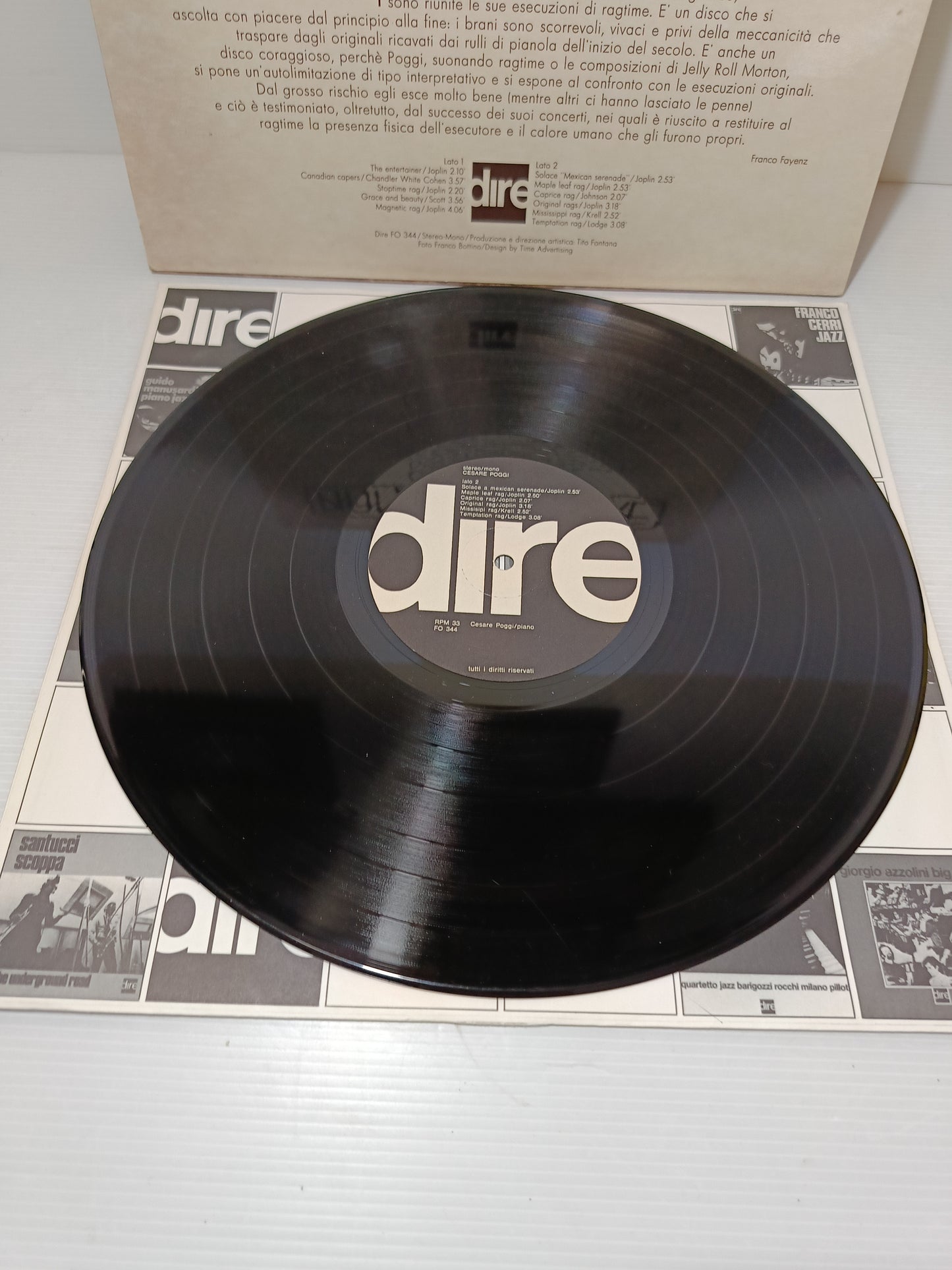 Piano Ragtime Cesare Poggi LP 33 Giri Dire Autografato