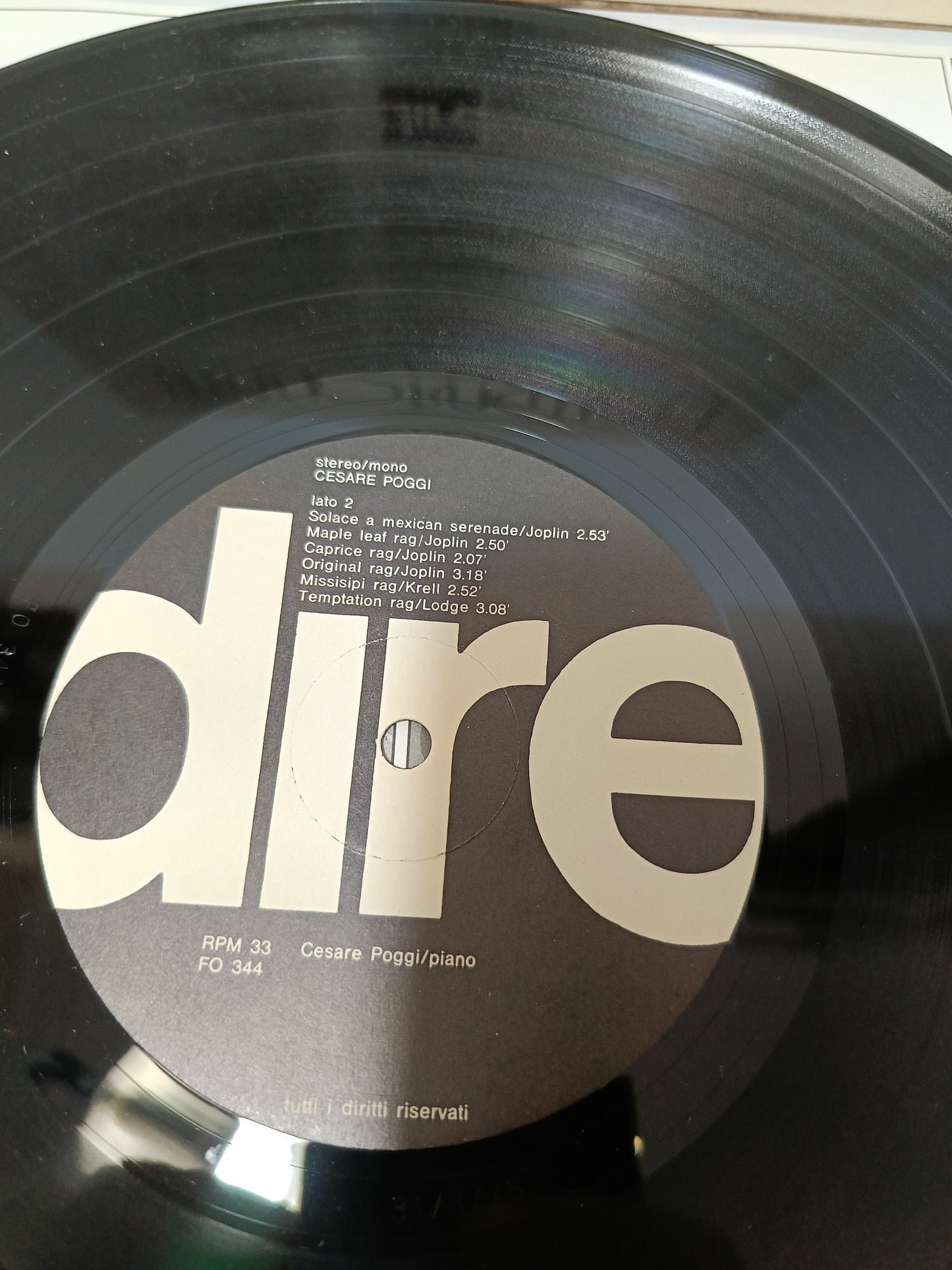 Piano Ragtime Cesare Poggi LP 33 Giri Dire Autografato