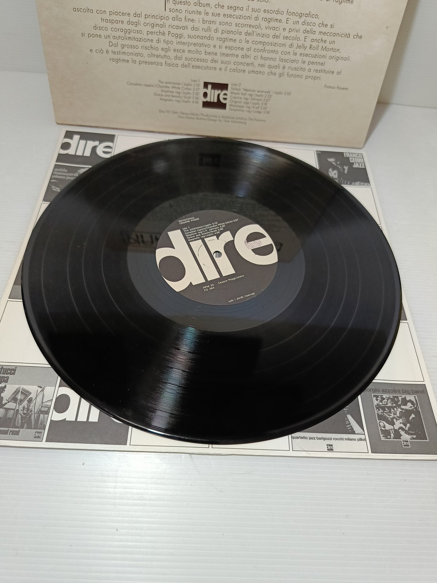 Piano Ragtime Cesare Poggi LP 33 Giri Dire Autografato