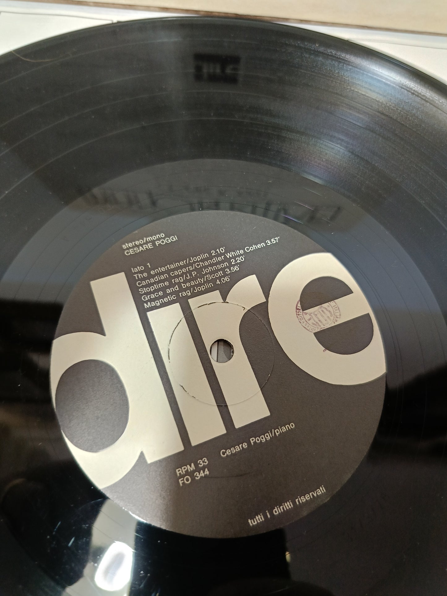 Piano Ragtime Cesare Poggi LP 33 Giri Dire Autografato
