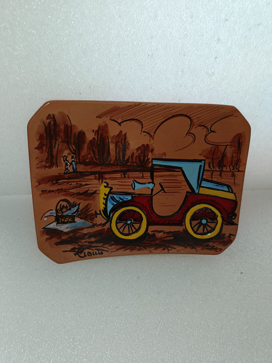 Ceramica Auto D'epoca F.Bozzola Smaltata Vintage