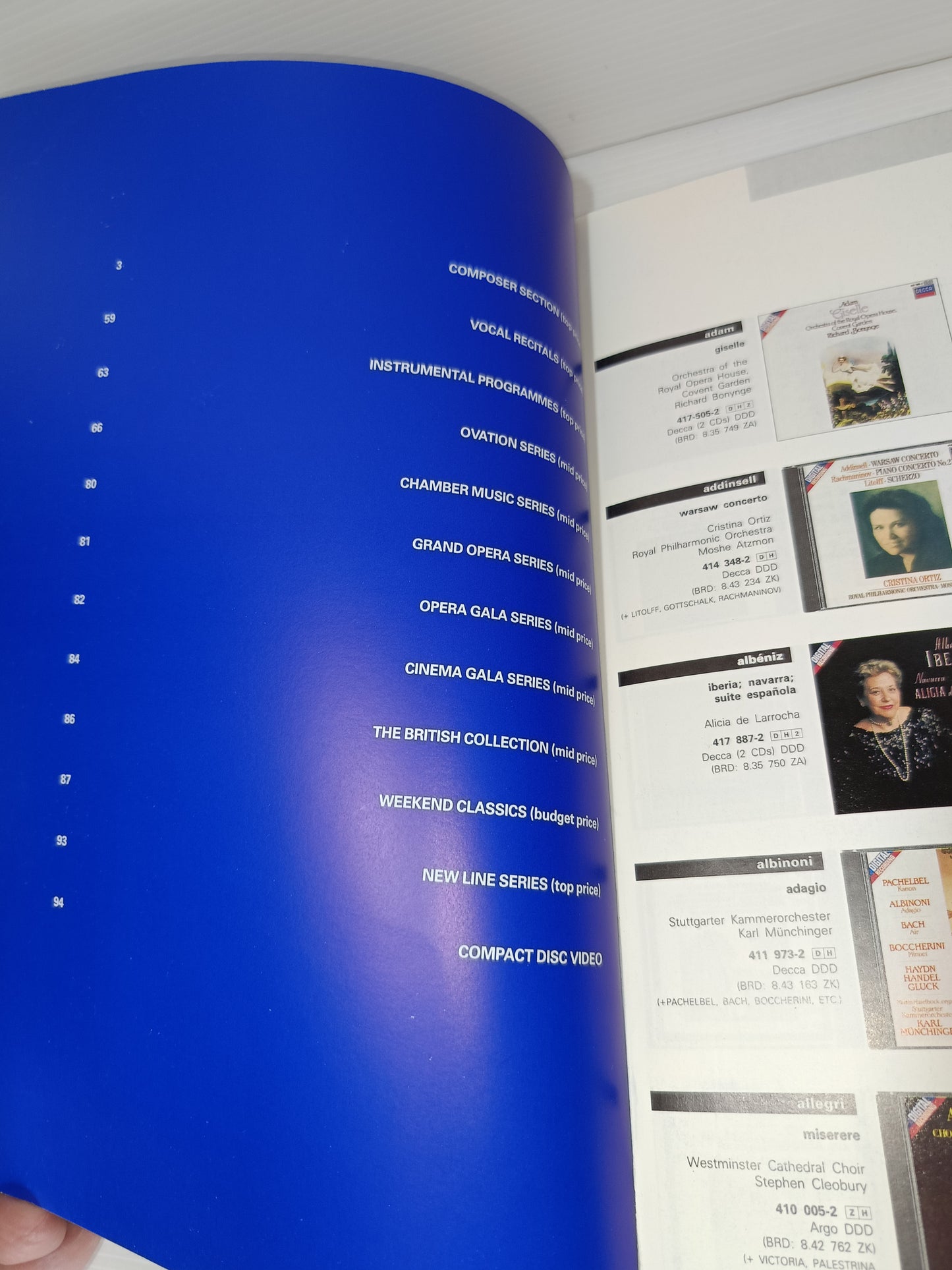 Compact Disc Catalogo 1989 Decca Classica