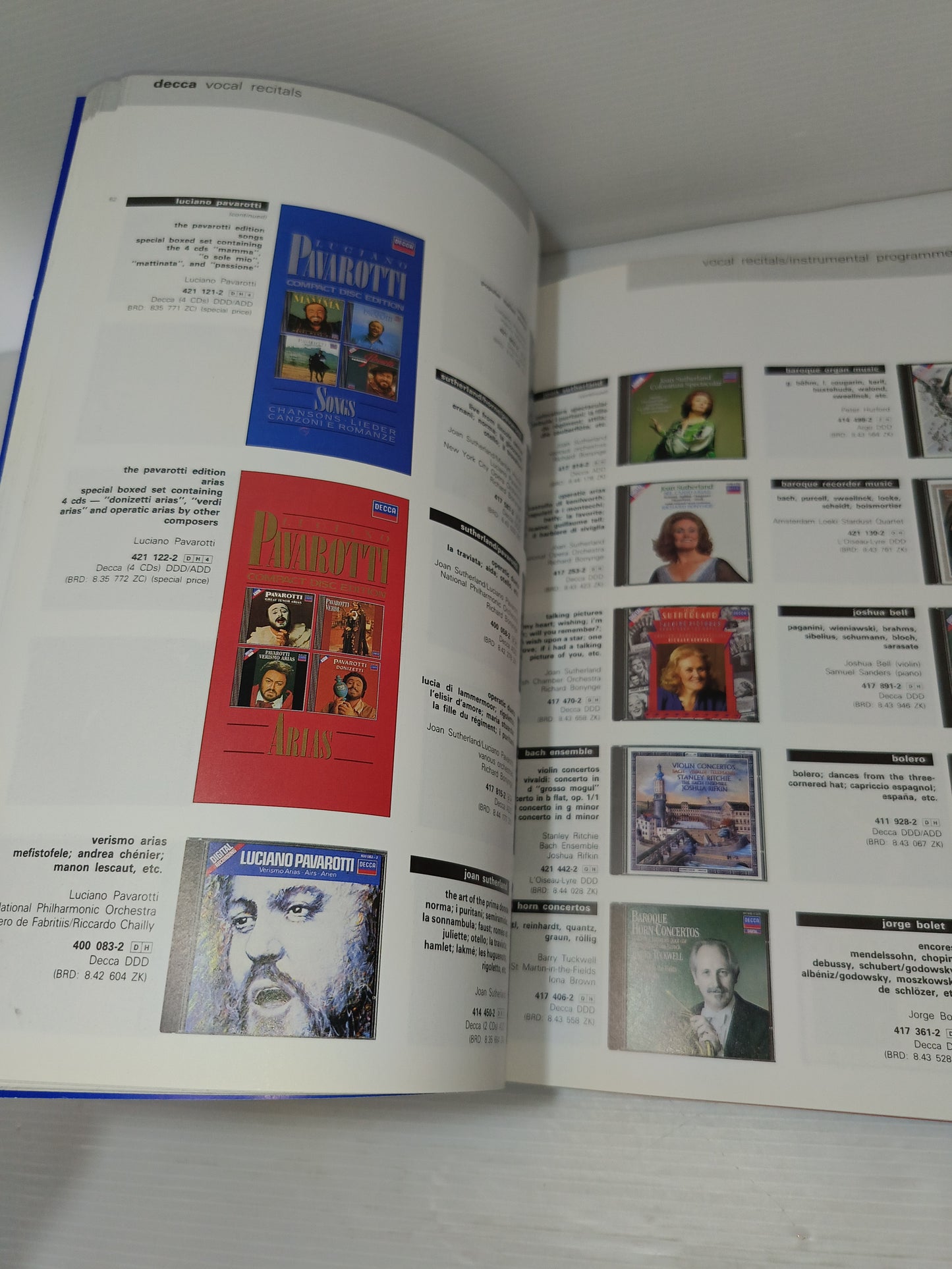 Compact Disc Catalogo 1989 Decca Classica