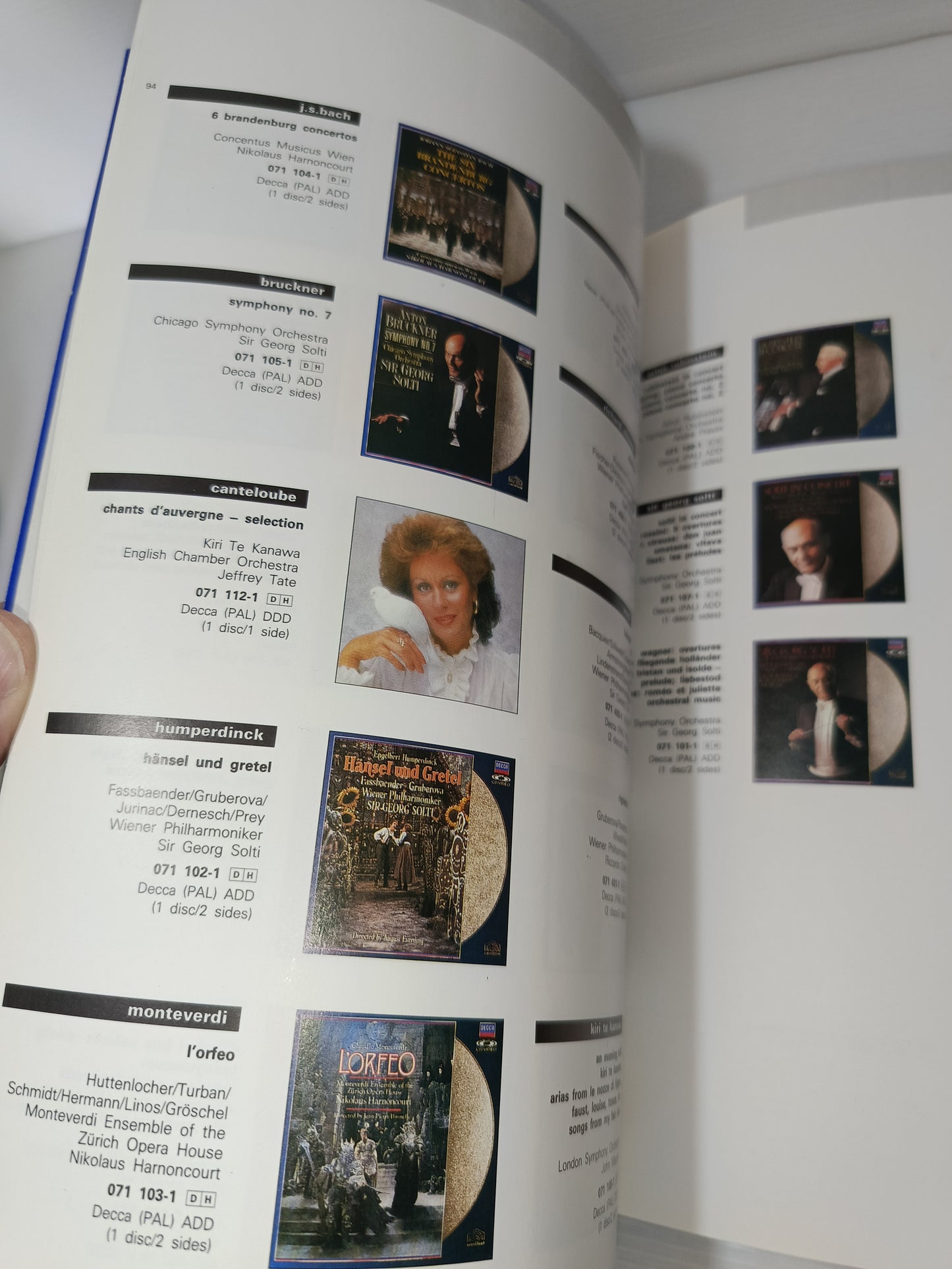 Compact Disc Catalogo 1989 Decca Classica