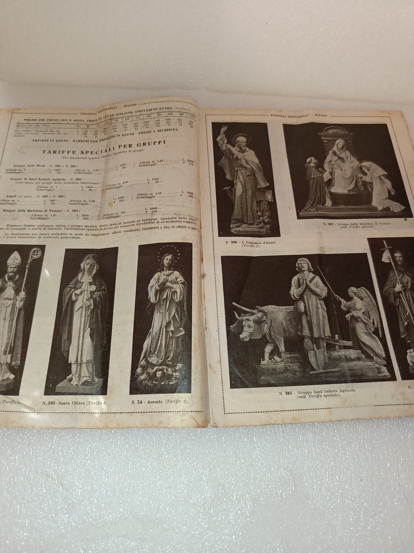 Catalogo F.lli Bertarelli Statue Artistiche Di Legno Scolpito Originale Dell'epoca