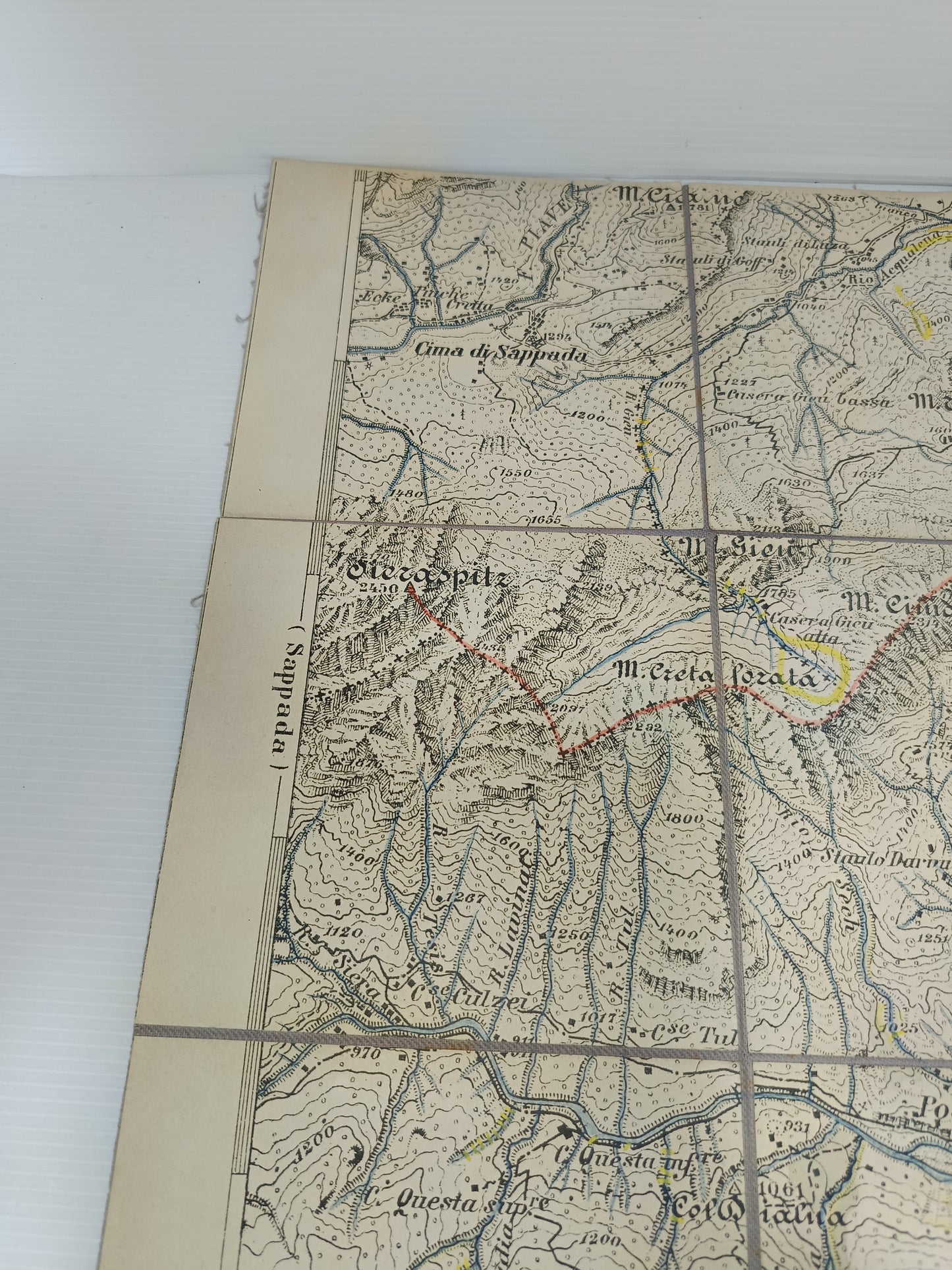 Antica Cartina Telata Prato Carnico scala 1:25.000