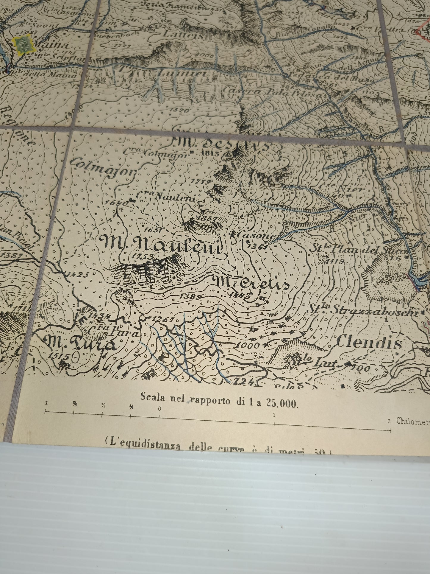 Antica Cartina Telata Ampezzo Nord-Ovest scala 1:25.000
Datata Giugno 1894