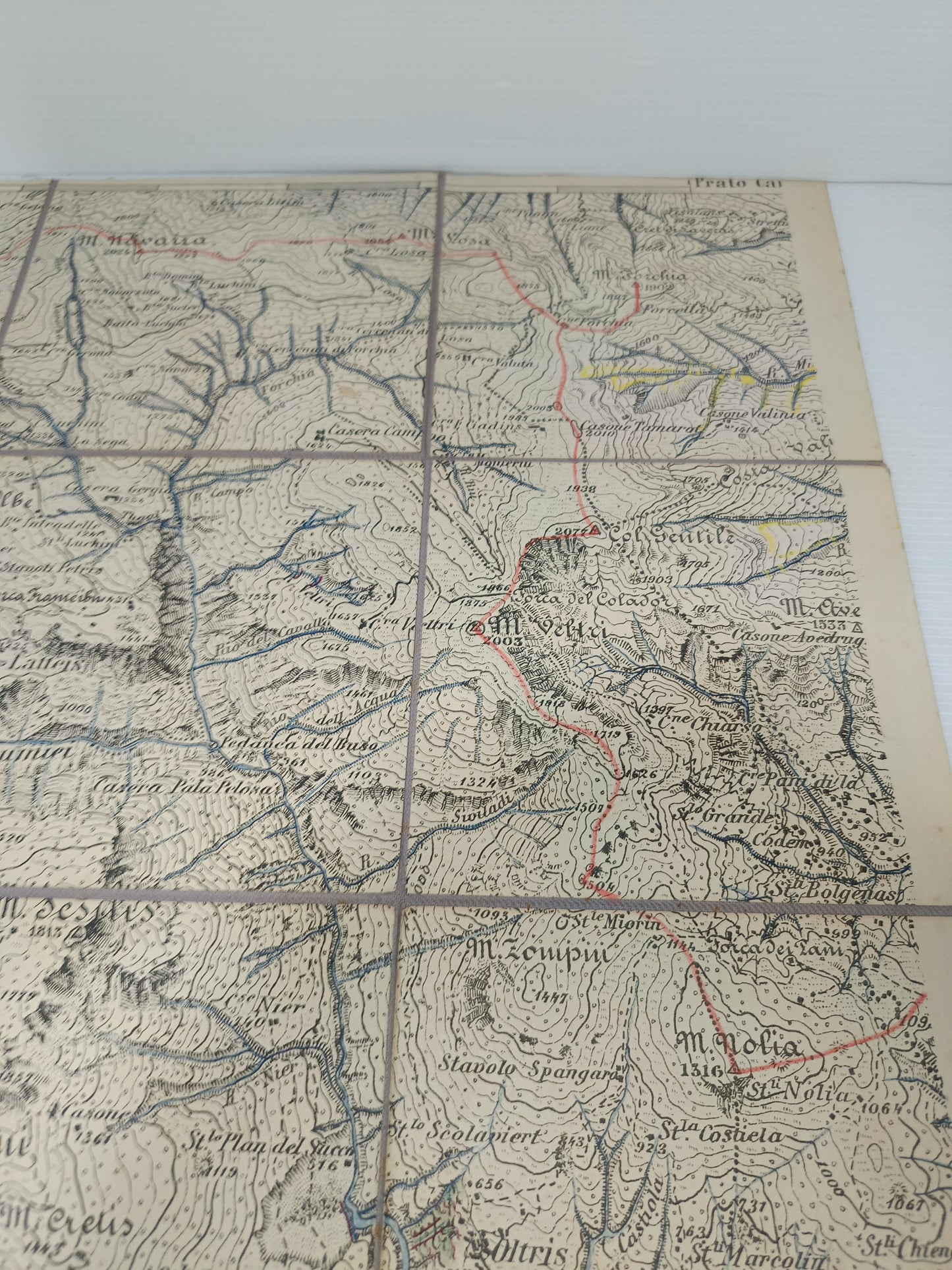 Antica Cartina Telata Ampezzo Nord-Ovest scala 1:25.000
Datata Giugno 1894