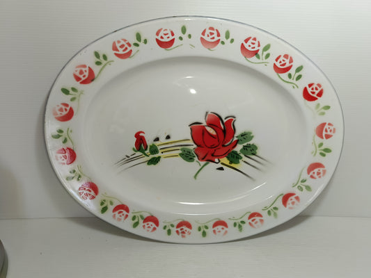 Piatto In Metallo Smaltato Vintage