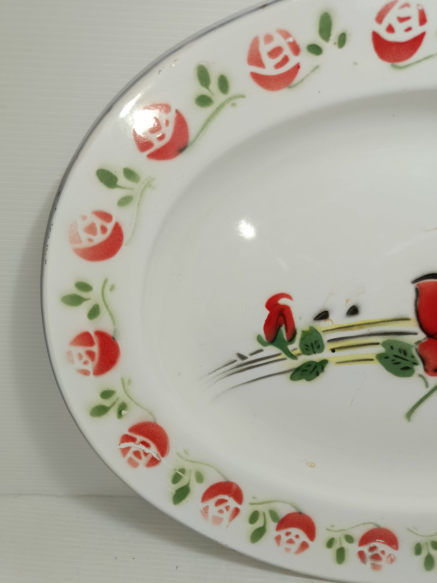 Piatto In Metallo Smaltato Vintage