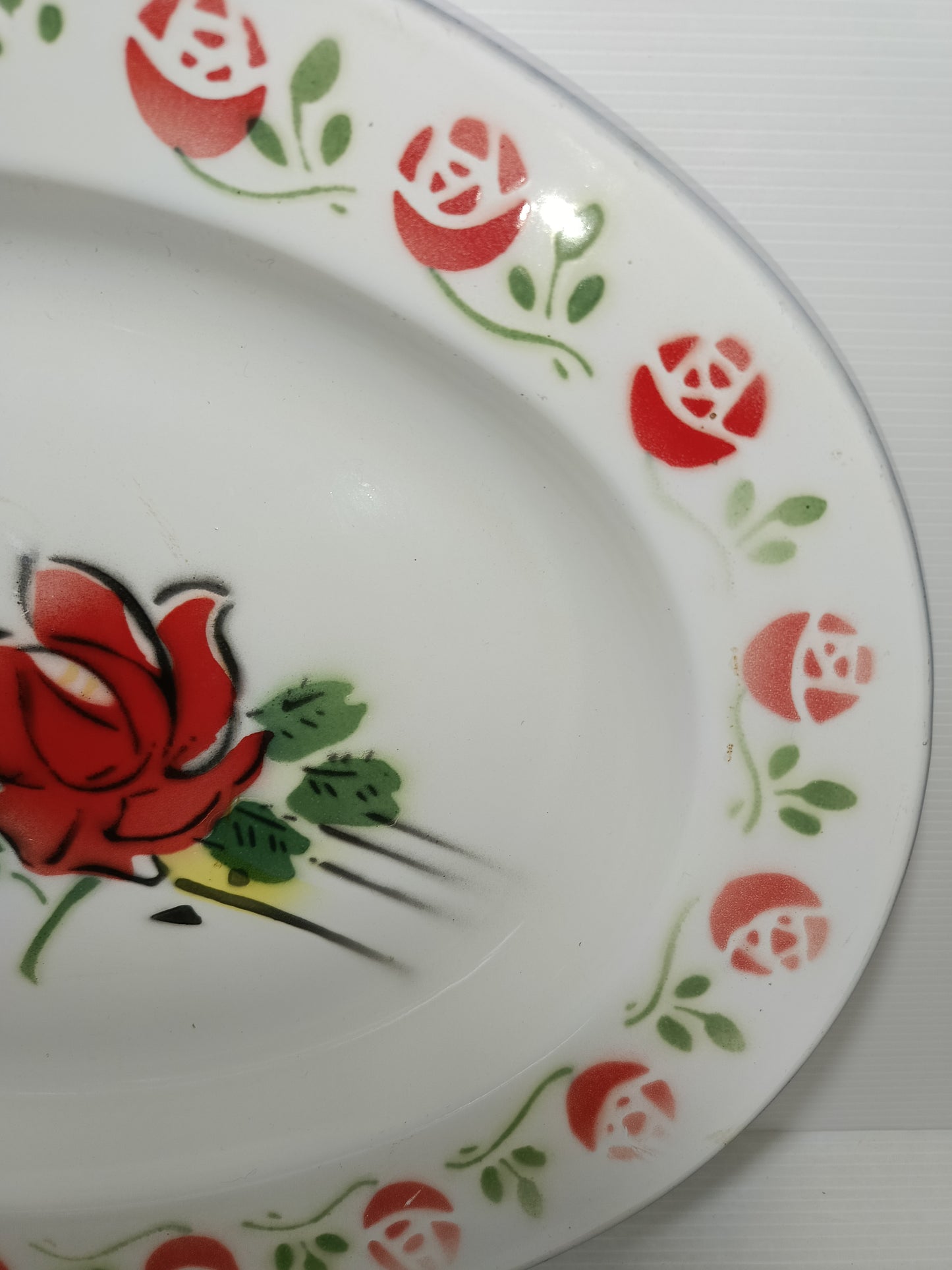 Piatto In Metallo Smaltato Vintage