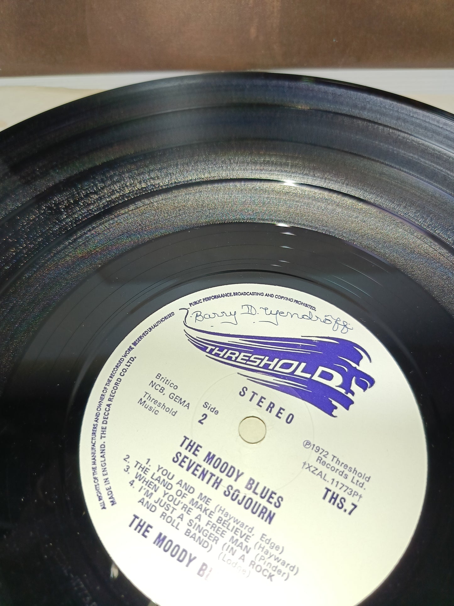 Seventh Sojourn The Moody Blues  LP 33 giri
Edito nel 1972 da Threshold Cod.THS 7