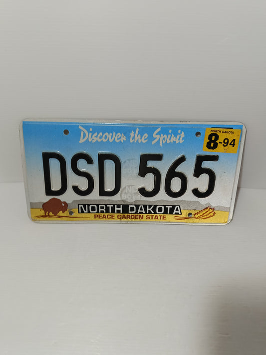 Targa Automobilistica North Dakota Originale In Metallo