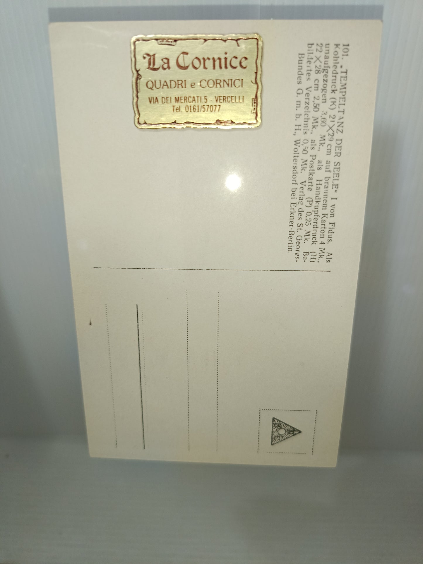 Quadro Con Cartolina Illustrata Da Fidus Originale Dell'epoca