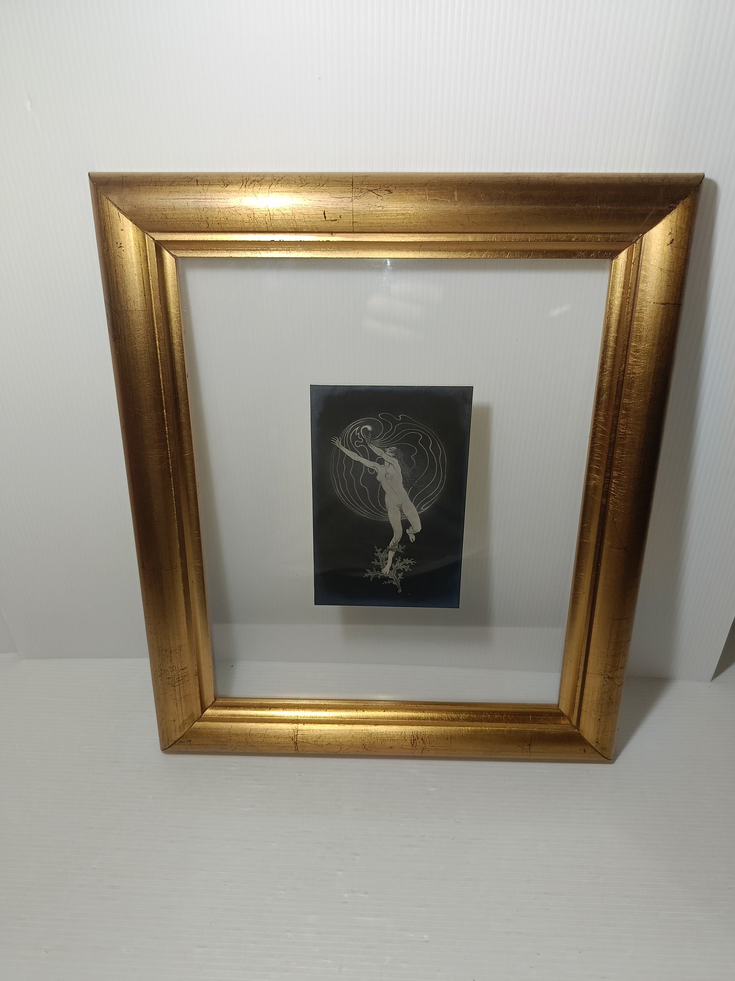 Quadro Con Cartolina Illustrata Da Fidus Originale Dell'epoca