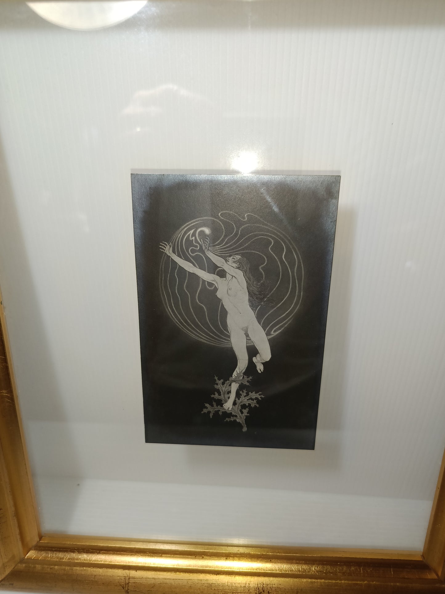 Quadro Con Cartolina Illustrata Da Fidus Originale Dell'epoca