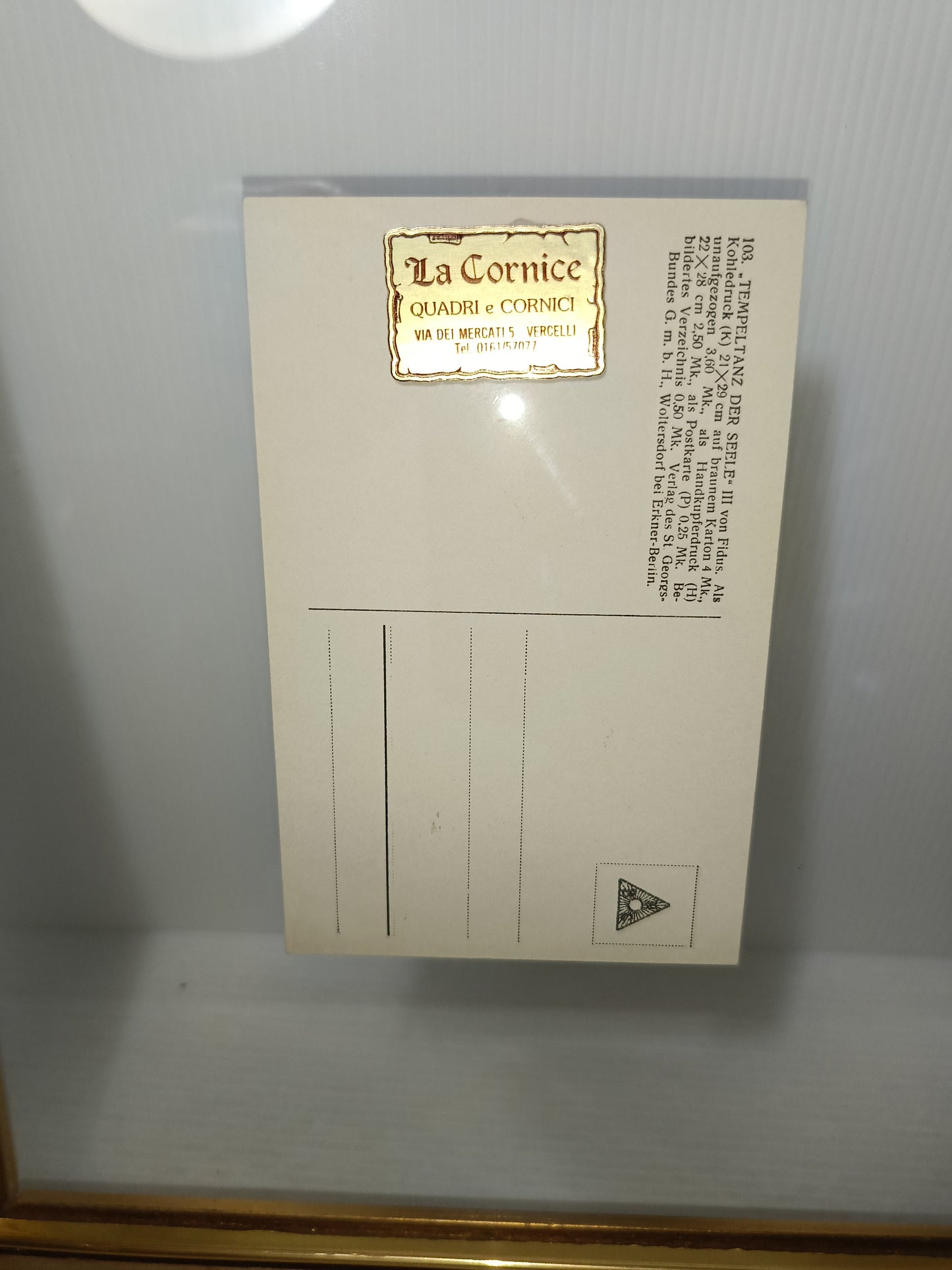 Quadro Con Cartolina Illustrata Da Fidus Originale Dell'epoca