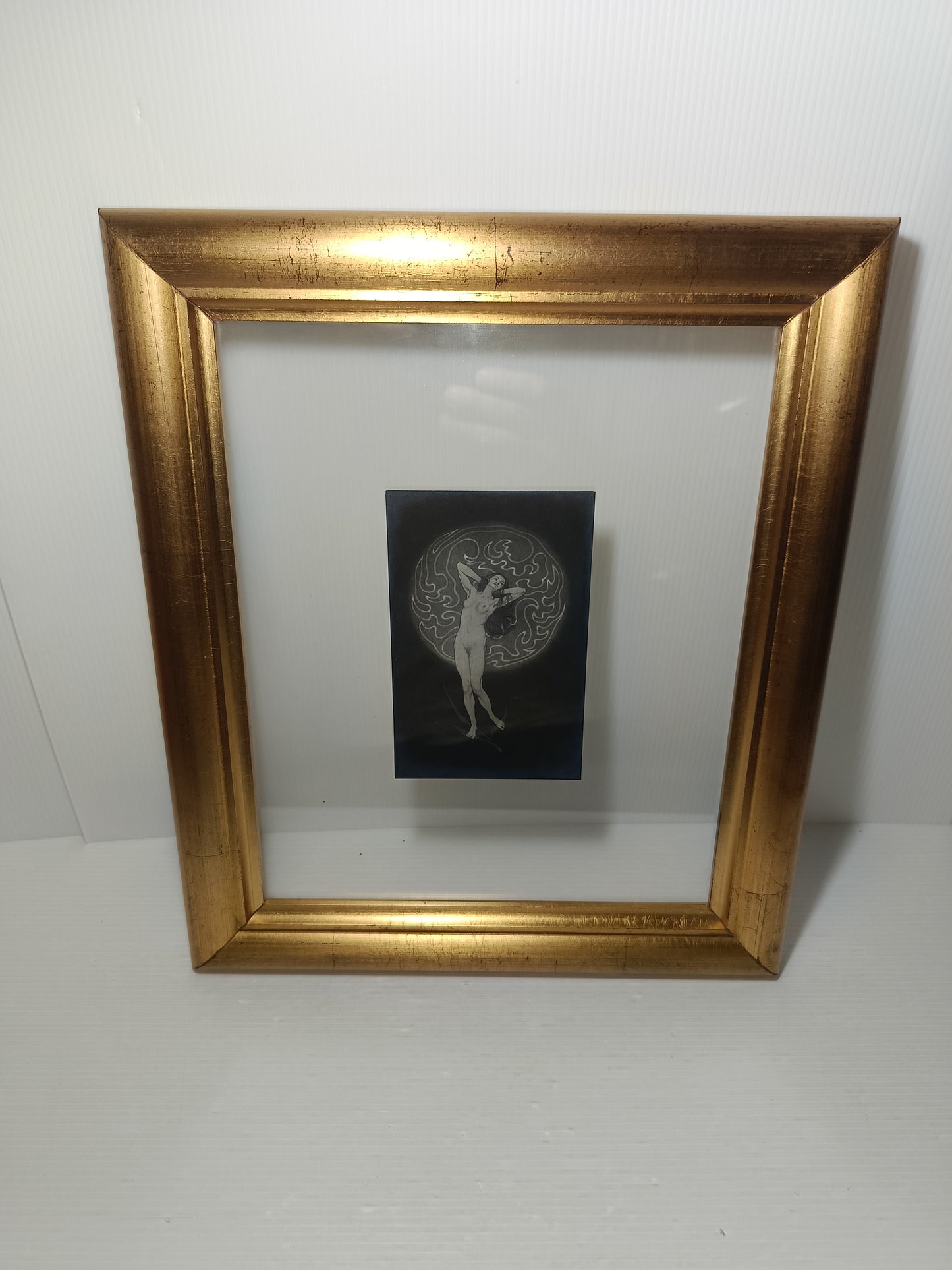 Quadro Con Cartolina Illustrata Da Fidus Originale Dell'epoca