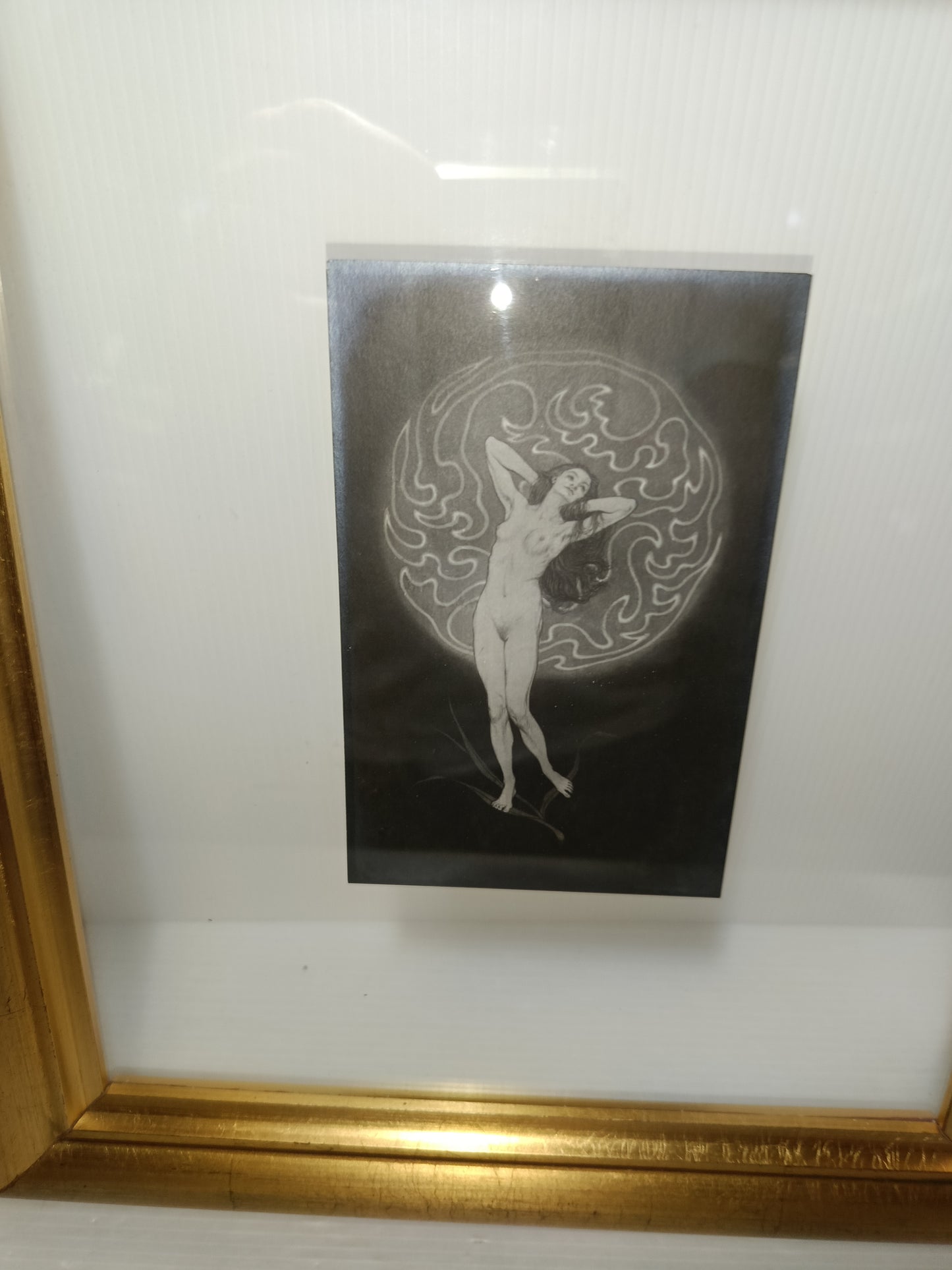 Quadro Con Cartolina Illustrata Da Fidus Originale Dell'epoca