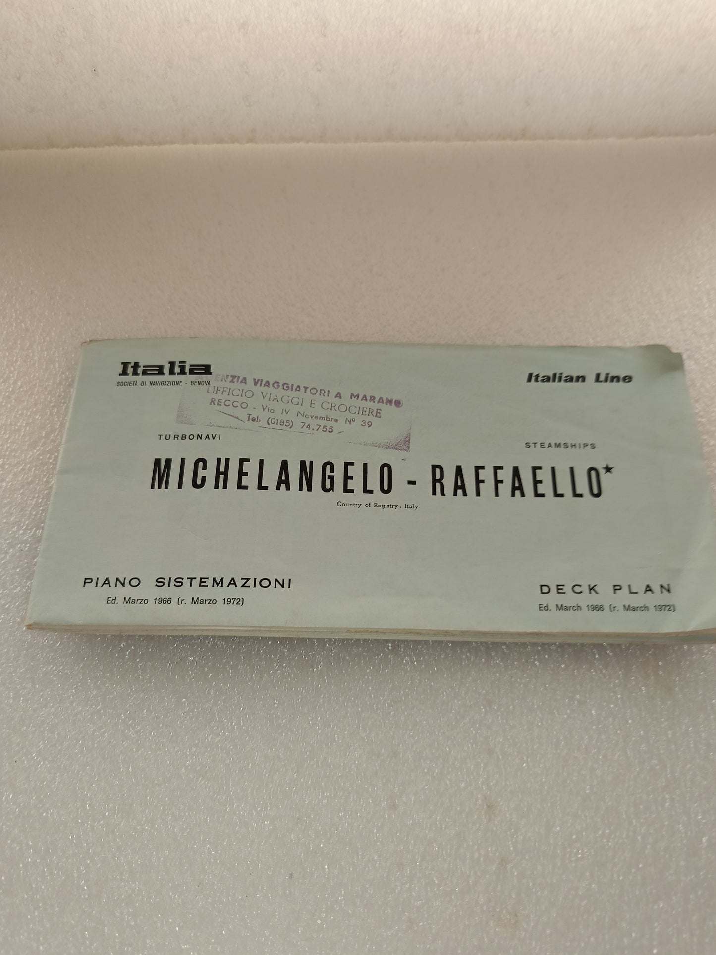 Depliant Turbonavi Michelangelo- Raffaello Italian Line
Originale Anni 70