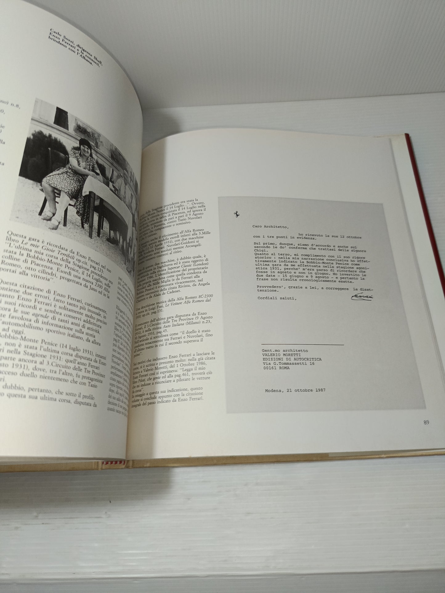 Enzo Ferrari Pilota Valerio Moretti Edito nel 1987 da Ediz.Di Autocritica