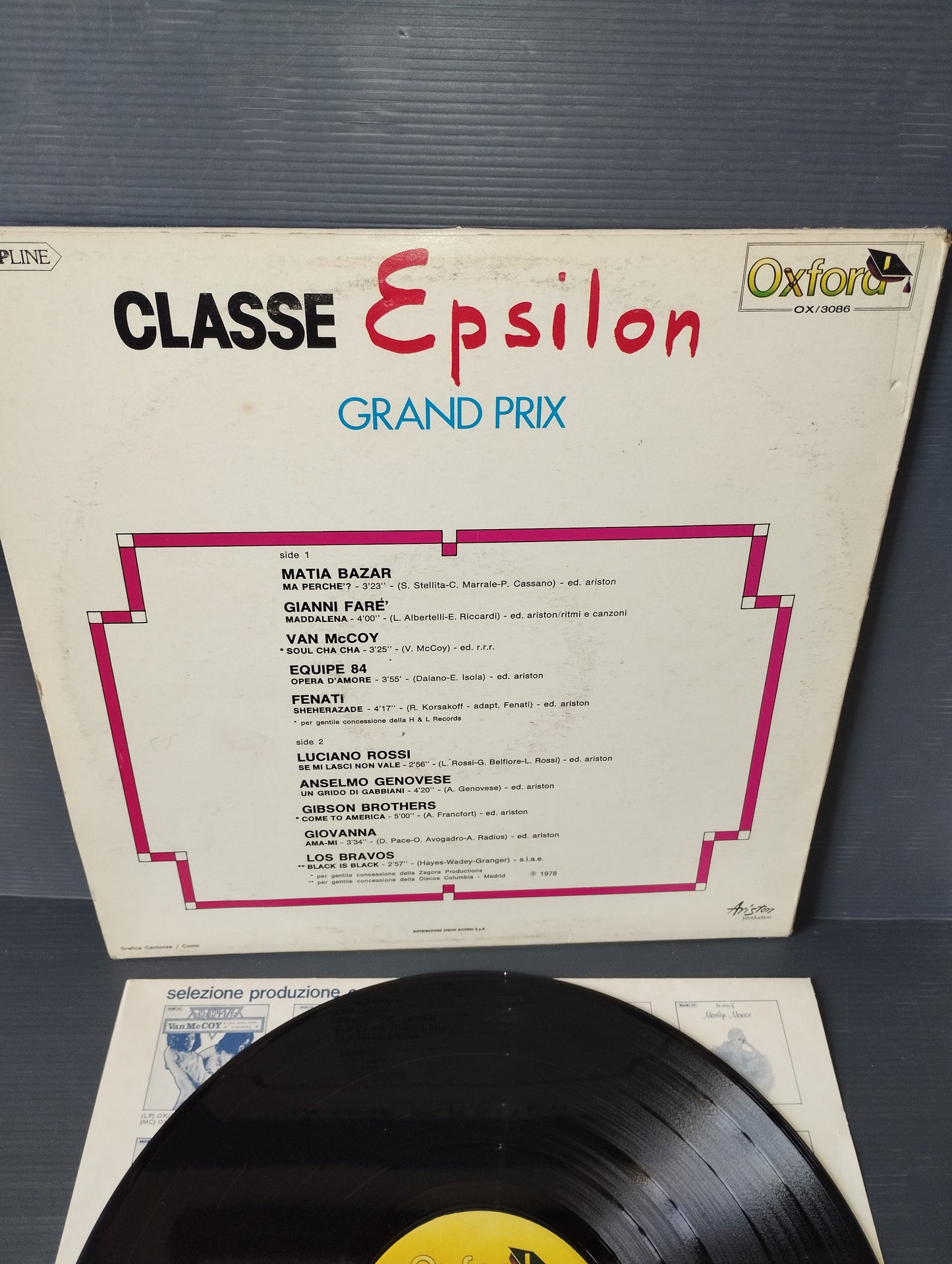 Classe Epsilon Gran Prix" Various Lp 33 rpm Published in 1978 by Ariston cod.OX /3086