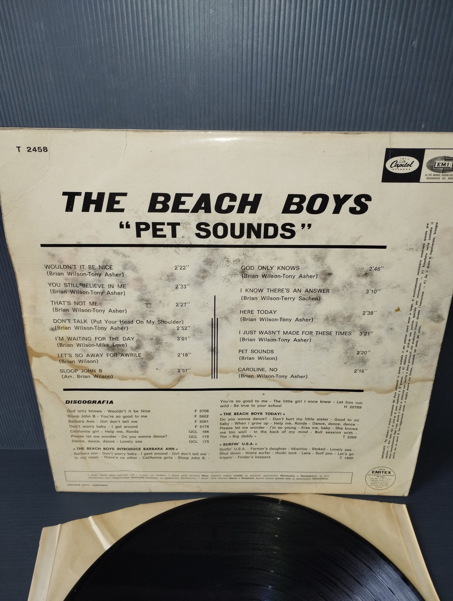 Pet Sounds" The Beach Boys LP 33 Giri Edito nel 1966 da Capitol Cod.T 2458