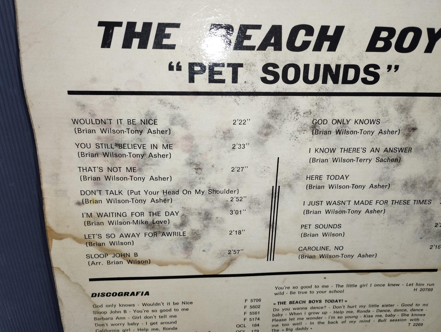 Pet Sounds" The Beach Boys LP 33 Giri Edito nel 1966 da Capitol Cod.T 2458