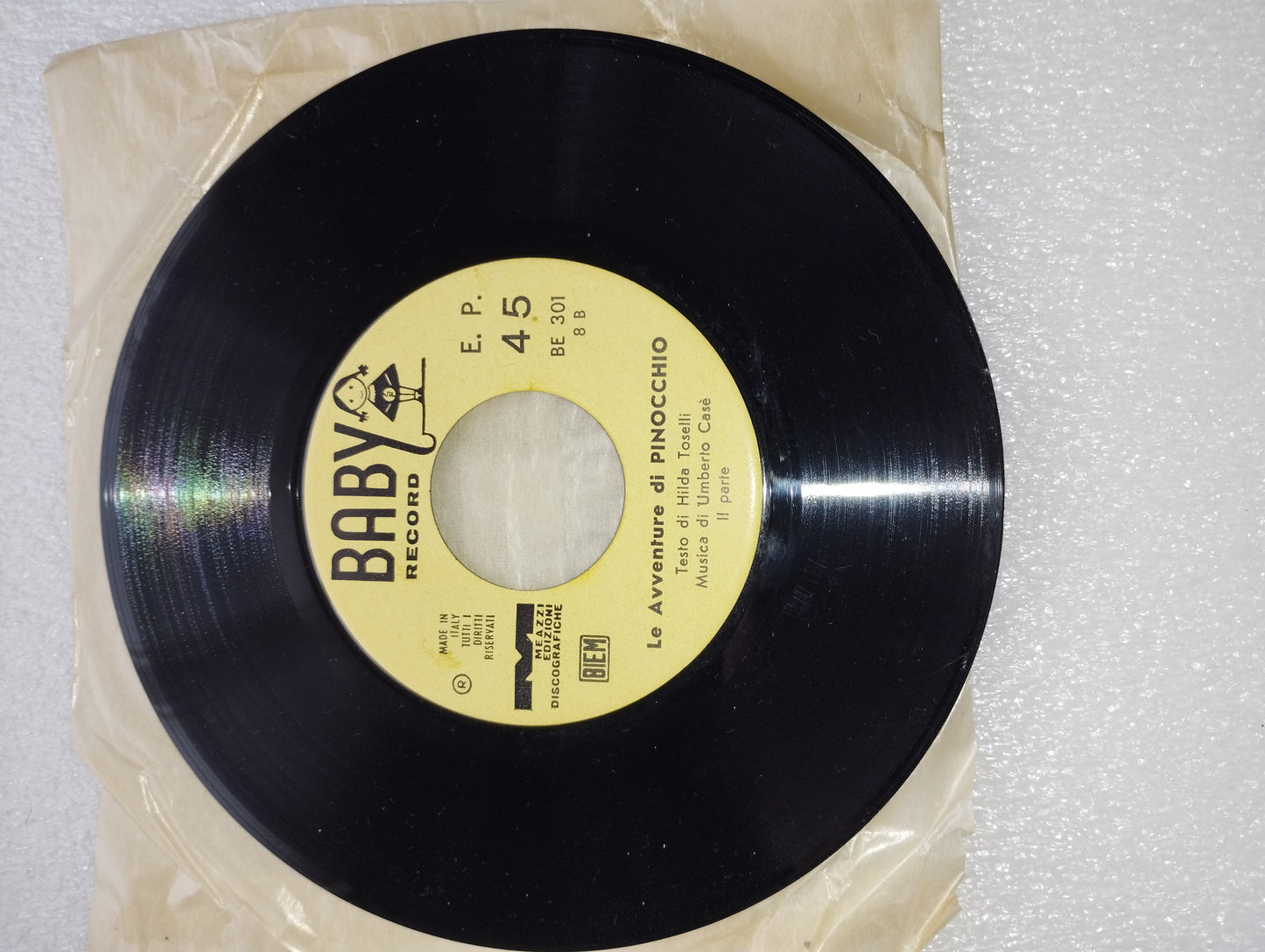 Le Avventure Di Pinocchio" 45 Giri
Edito negli anni 60 da Baby Record Cod.BE 301