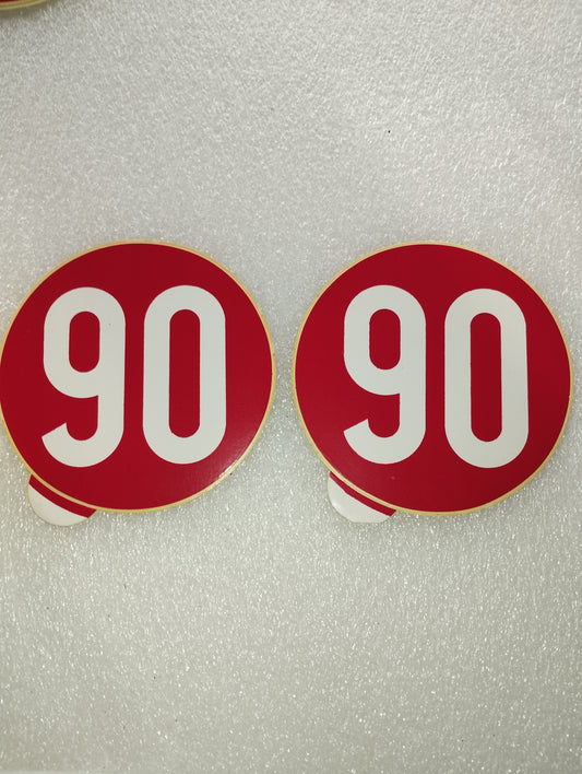 2 90 km/h speed limit stickers

 For vintage vehicles

 Originals