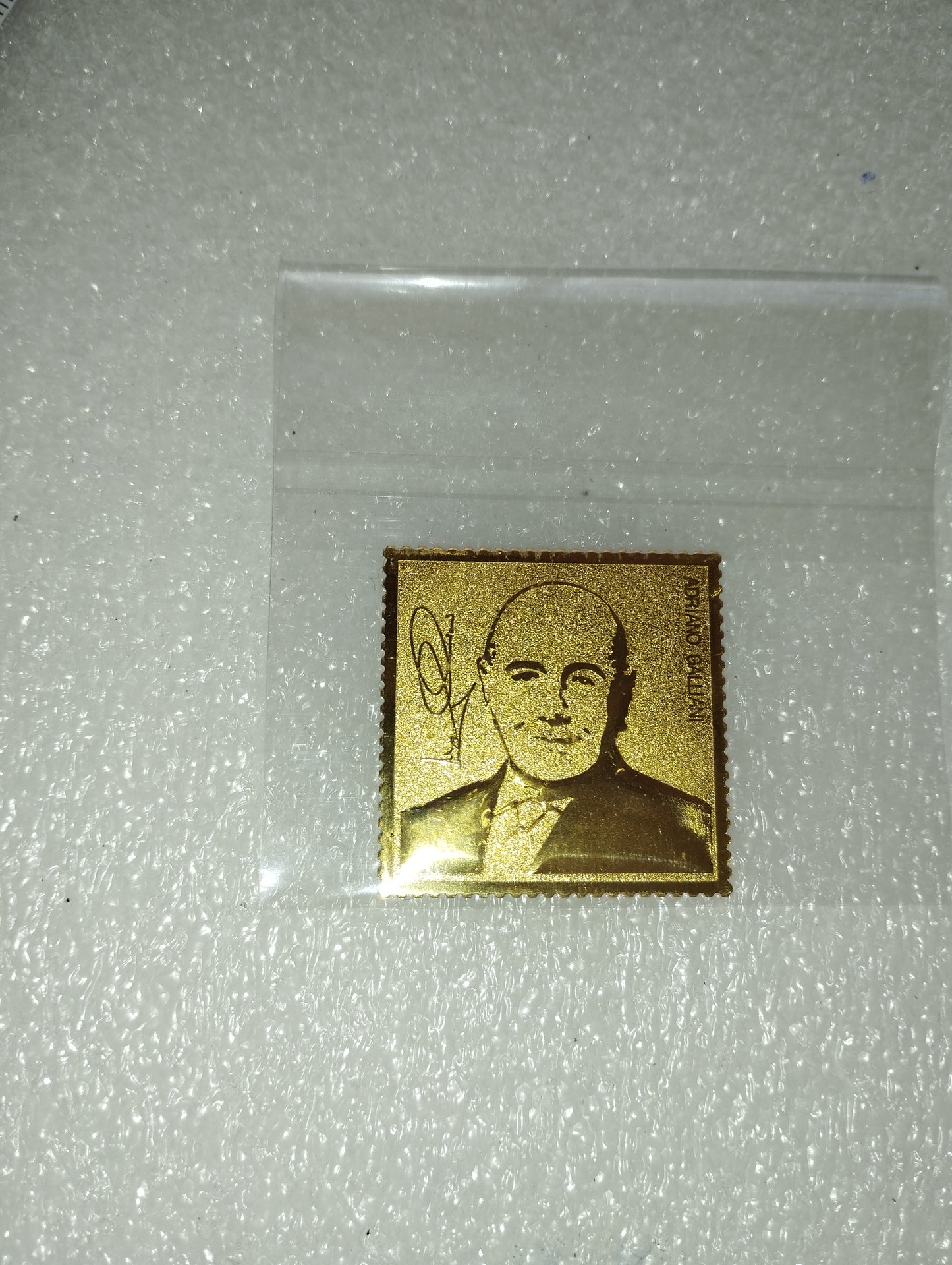 Adriano Galliani stamp in golden metal