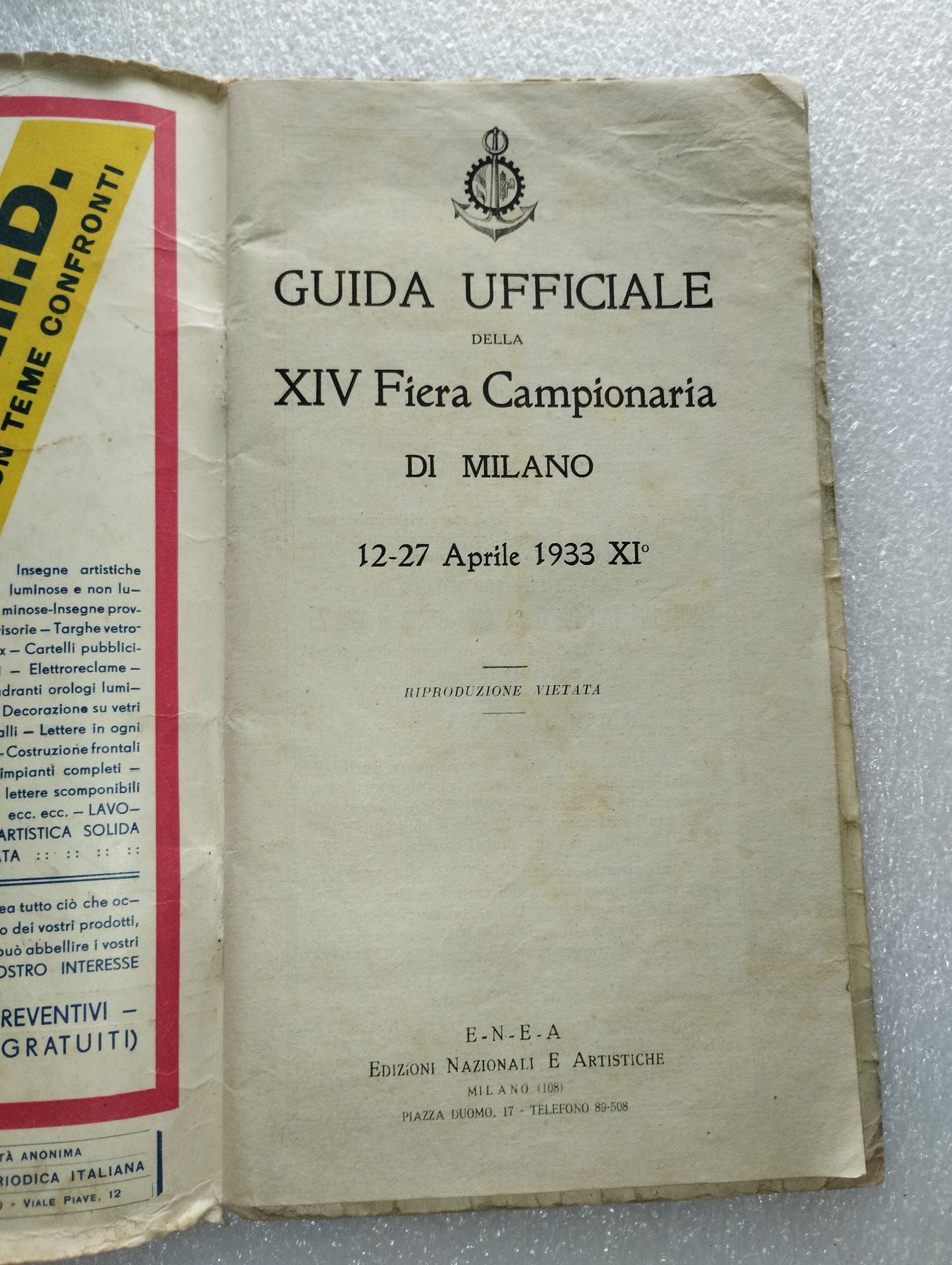 Guida Ufficiale 14a Fiera Di Milano 1933 Originale