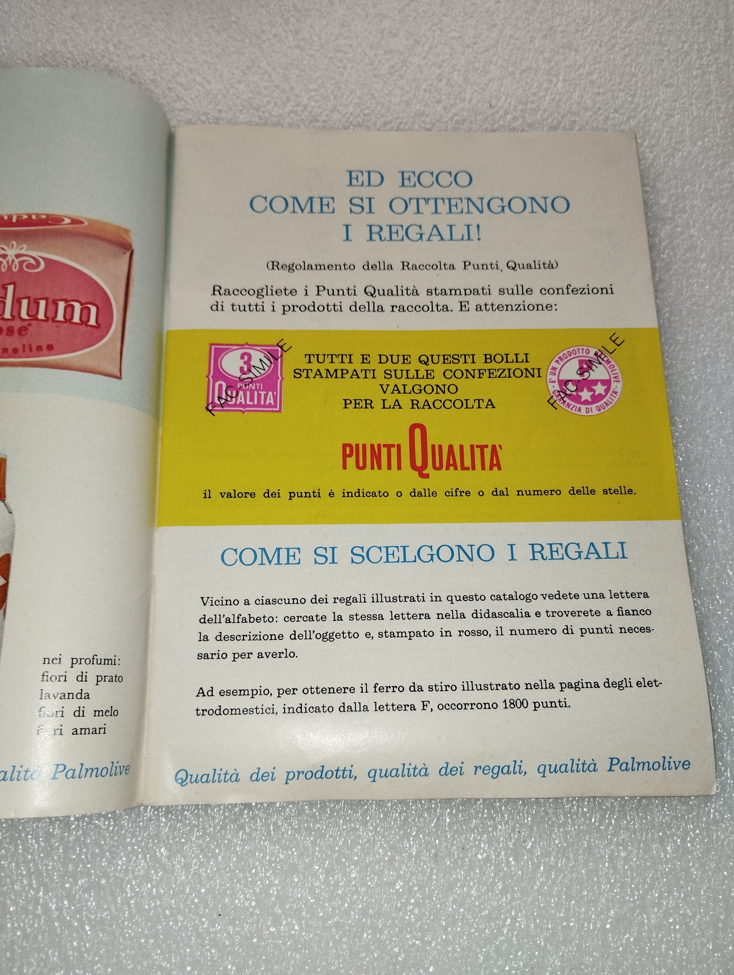 Catalogo Regali Grande Raccolta Palmolive
Originale anni 60