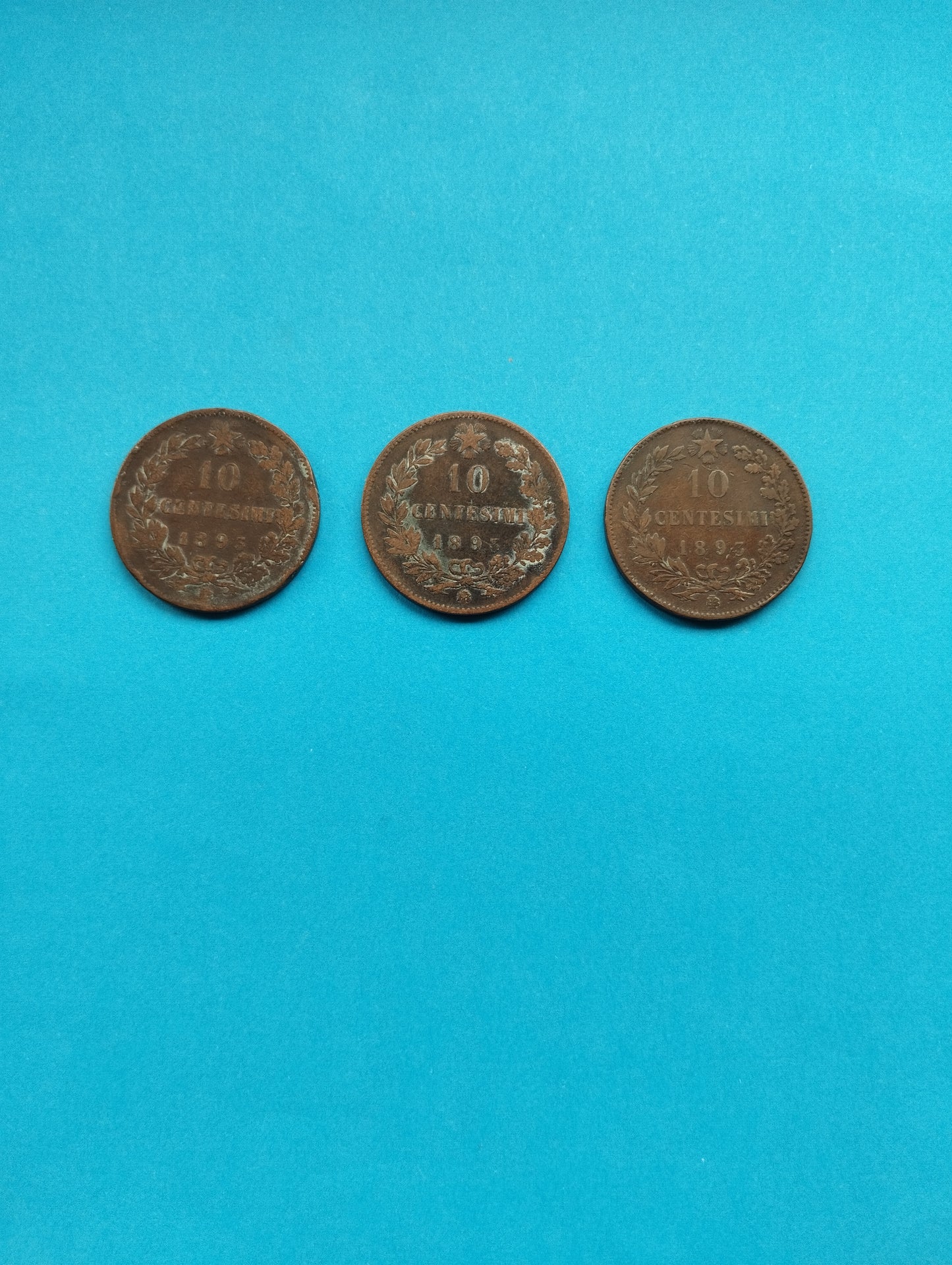 Lot of 3 coins 10 cents 1893 R Umberto I
 Originals