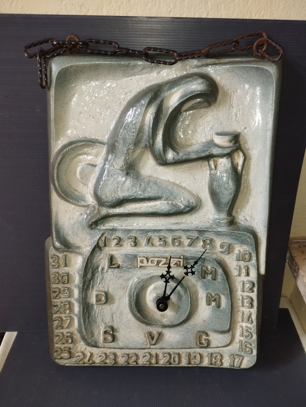 Rare ceramic perpetual calendar Ceramiche Pozzi advertising 60's