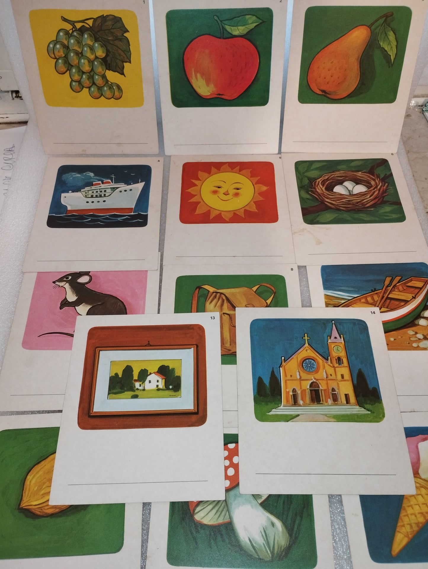 Series of 16 Teaching Cards from the 60s/70s