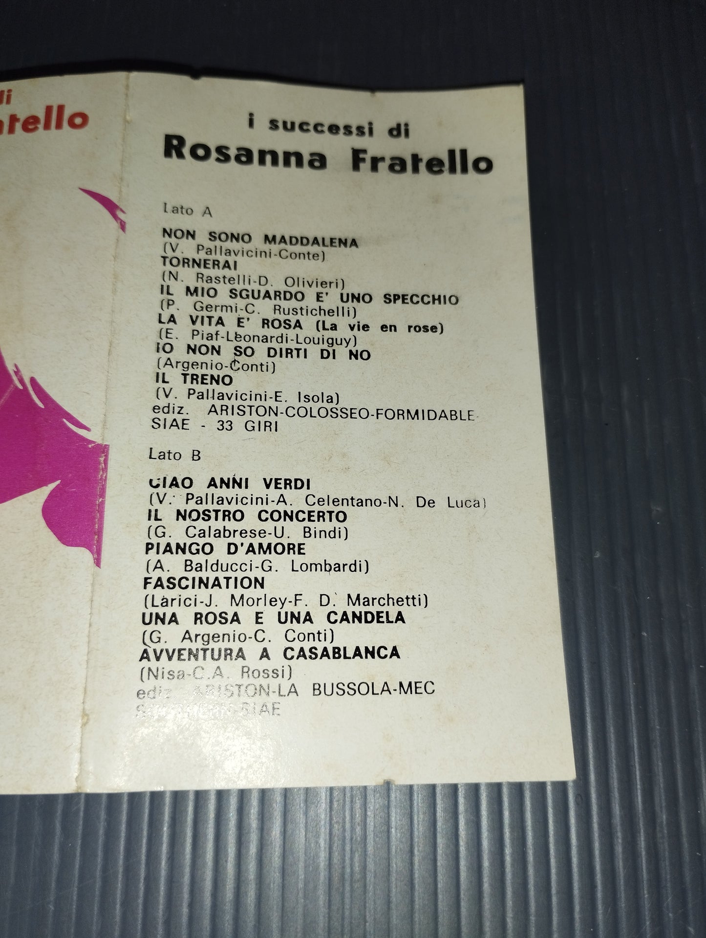 Rosanna Fratello's Successes cassette tape