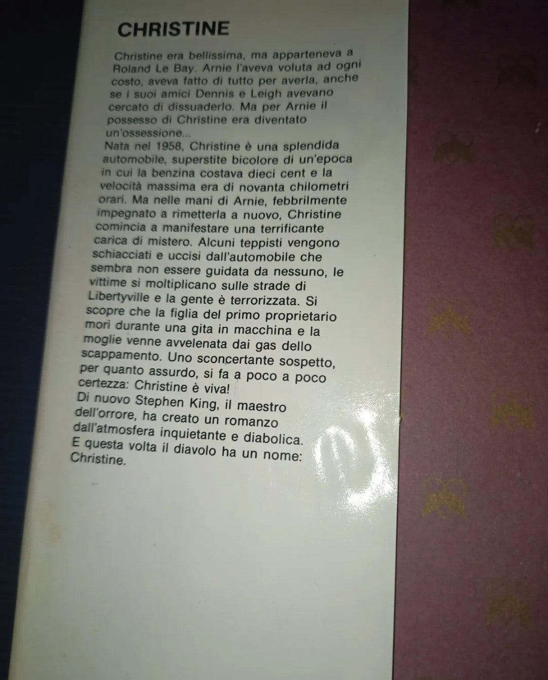 Libro Christine La Macchina Infernale, Stephen King 1984 LEGGI DESCRIZIONE