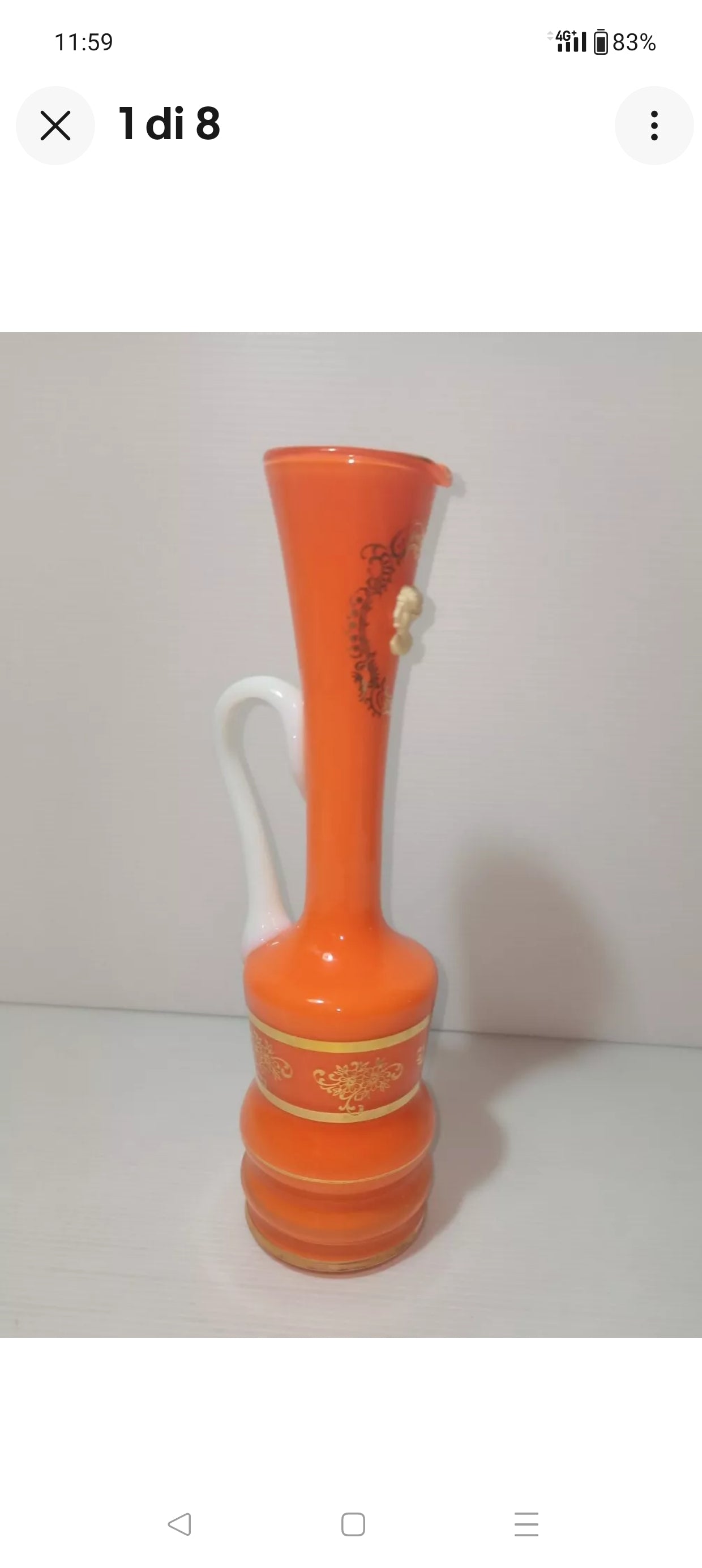 Vaso in vetro Murano anni 40-50 con cammeo