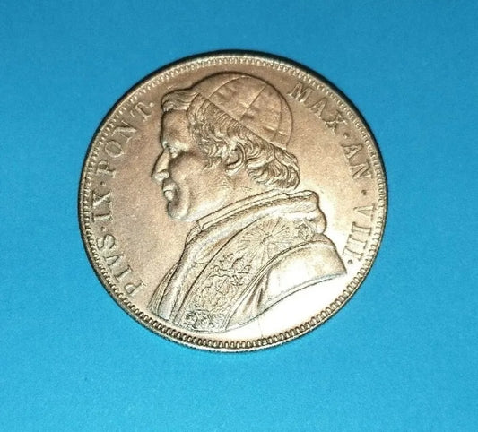 MONETA DA 5 LIRE 1870 Stato Pontificio Pius IX Riconio