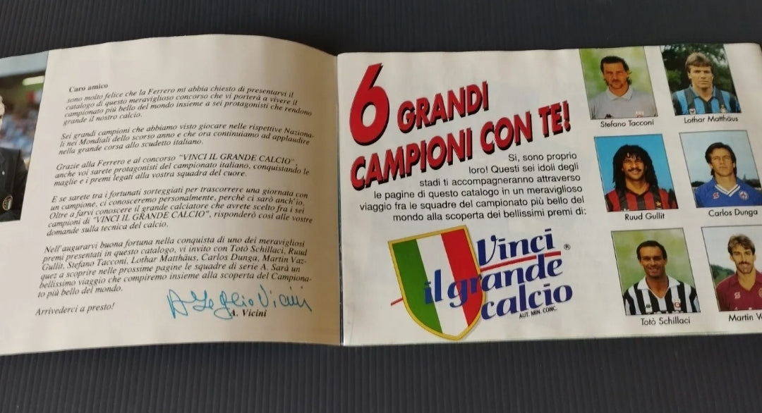 Catalogo Kinder Ferrero Vinci Il Grande Calcio 1990 LEGGI DESCRIZIONE