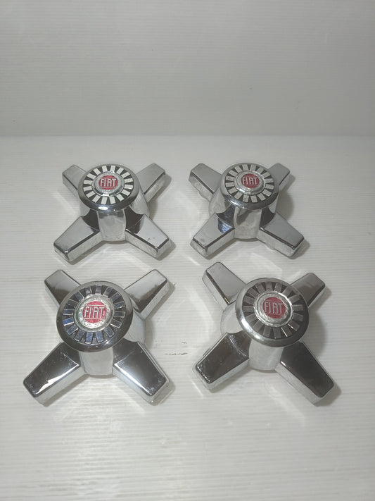 4 Coprimozzo Fiat Per Auto D'epoca In Plastica Cromata
Anni 60/70