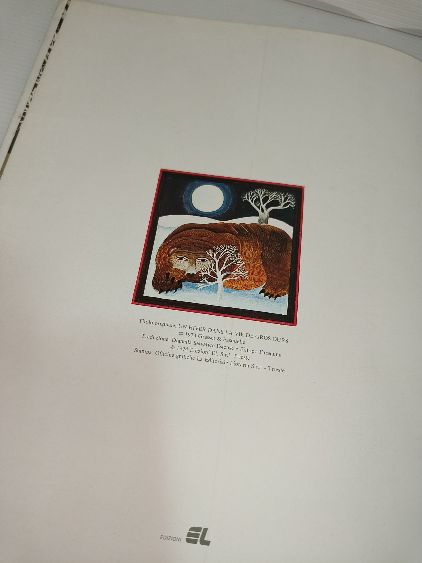 Libro Un Inverno Nella Vita Di Orso Grande, anni 70