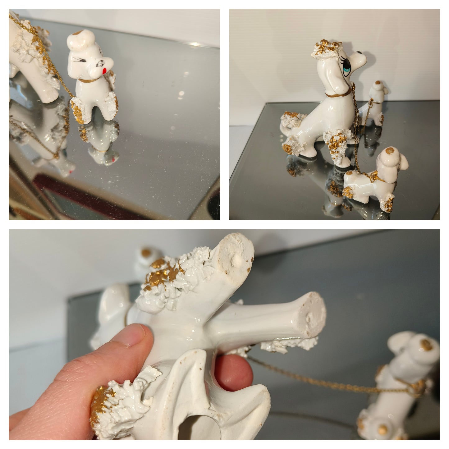 Soprammobile cagnolini barboncini in ceramica anni 50