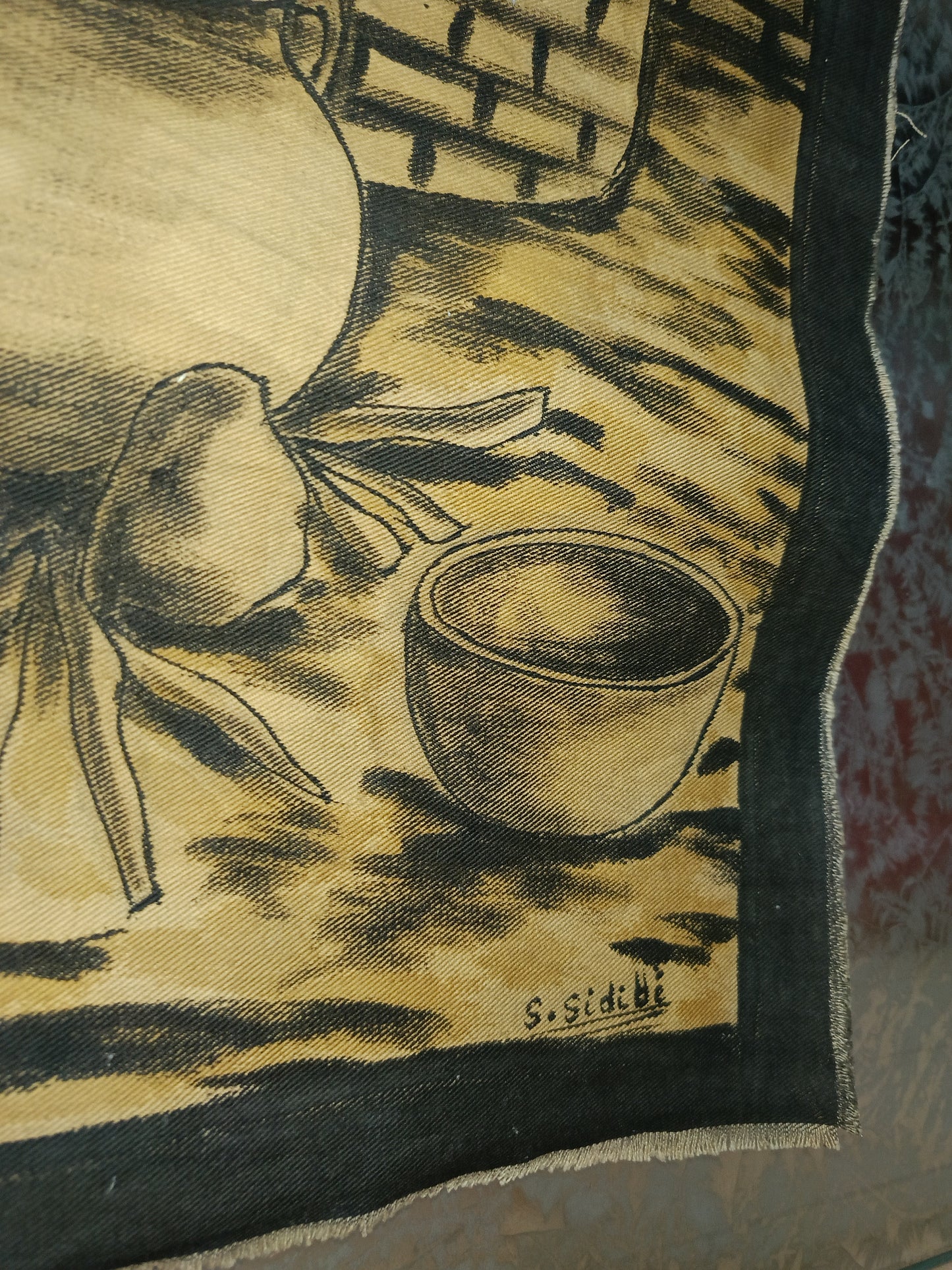 Disegno Tribale Africano Su Tela firmata S.Sidibé Vintage
Disegno a mano