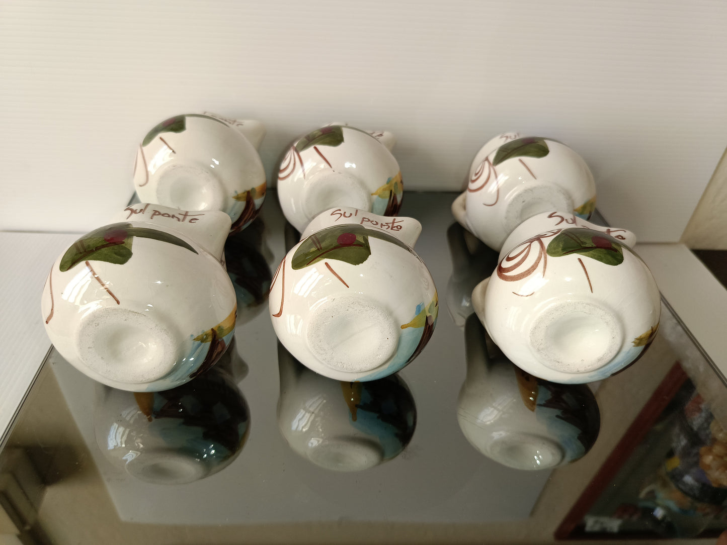 6 Brocchette Souvenir Sul Ponte Di Bassano In Ceramica Vintage