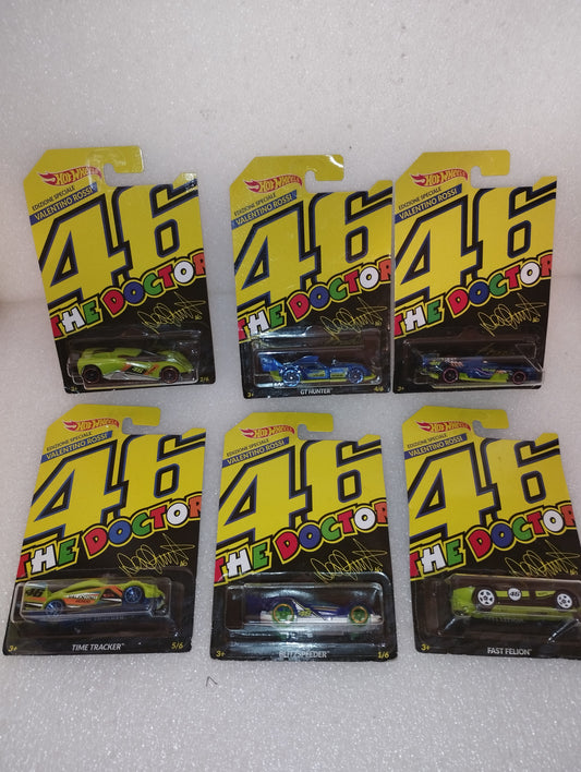 Collezione 6 Modellini Valentino Rossi Hot Wheels
Scala 1:64
Edizione Speciale Valentino Rossi the Doctor 46