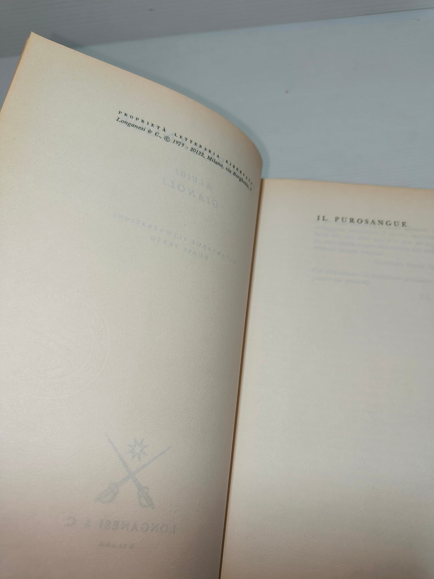 Libro Il Purosangue di L. Gianoli, 1975