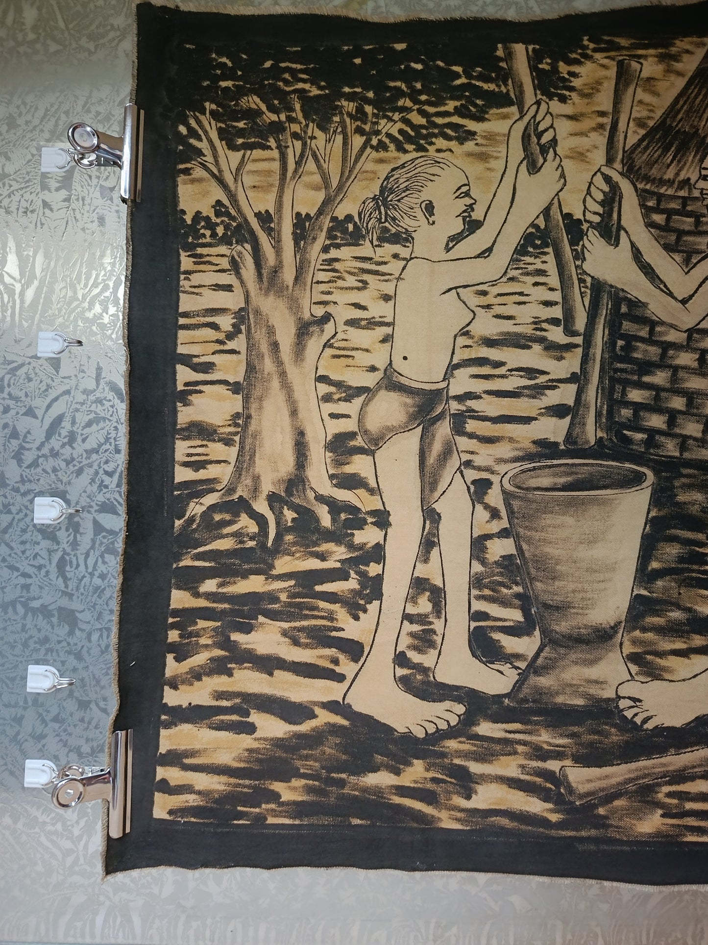 Disegno Tribale Africano Su Tela firmata S.Sidibé Vintage
Disegno a mano